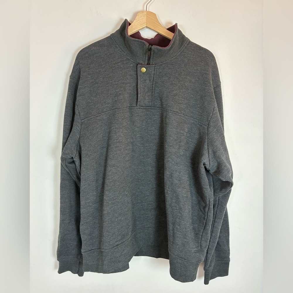 Orvis 1/4 Zip Mock Neck Pullover Sweatshirt 2XL Charcoal Gray Fleece